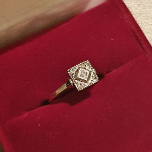 ART DECO 1920S30S GEOMETRIC PLATINUM SET DIAMOND 18CT GOLD RING SIZE O - ADDITIONAL PHOTO 10