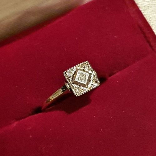 ART DECO 1920S30S GEOMETRIC PLATINUM SET DIAMOND 18CT GOLD RING SIZE O - ADDITIONAL PHOTO 11