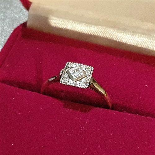 ART DECO 1920S30S GEOMETRIC PLATINUM SET DIAMOND 18CT GOLD RING SIZE O - ADDITIONAL PHOTO 13