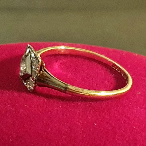 ART DECO 1920S30S GEOMETRIC PLATINUM SET DIAMOND 18CT GOLD RING SIZE O - ADDITIONAL PHOTO 14