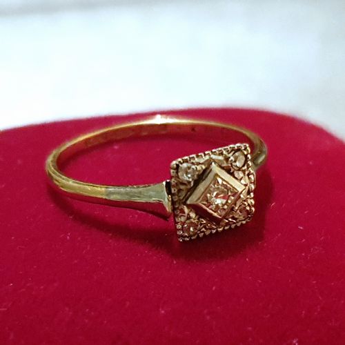 ART DECO 1920S30S GEOMETRIC PLATINUM SET DIAMOND 18CT GOLD RING SIZE O - ADDITIONAL PHOTO 15