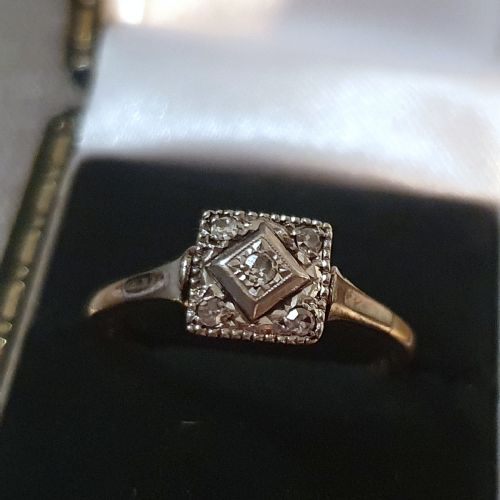 ART DECO 1920S30S GEOMETRIC PLATINUM SET DIAMOND 18CT GOLD RING SIZE O - ADDITIONAL PHOTO 17