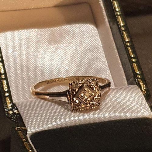 ART DECO 1920S30S GEOMETRIC PLATINUM SET DIAMOND 18CT GOLD RING SIZE O - ADDITIONAL PHOTO 3
