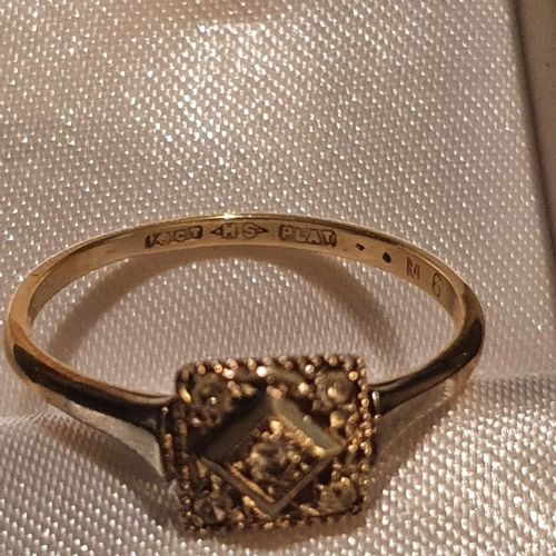 ART DECO 1920S30S GEOMETRIC PLATINUM SET DIAMOND 18CT GOLD RING SIZE O - ADDITIONAL PHOTO 16