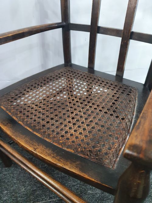 EDWARDIAN CHILD'S CHAIR BEECHWOOD AND CANE - ADDITIONAL PHOTO 5
