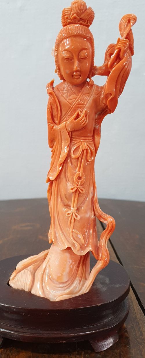 REPUBLICAN PERIOD 19111949 CORAL CARVING OF GUANYIN - ADDITIONAL PHOTO 5