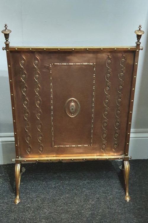 ART NOUVEAU COPPER FIRESCREEN WITH BRASS ACCENTS C1900 - ADDITIONAL PHOTO 1