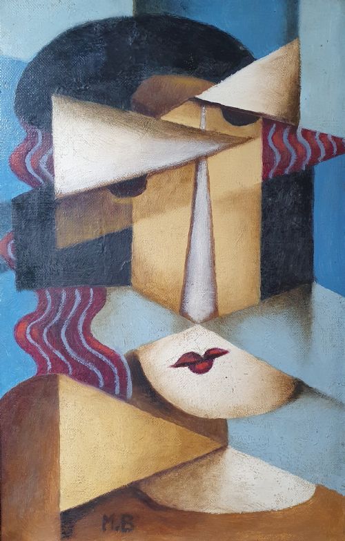 FRENCH OIL ON CANVAS CUBIST PAINTING OF A FRENCH LADY C1930S - ADDITIONAL PHOTO 3