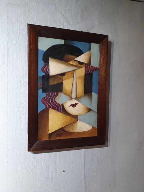 FRENCH OIL ON CANVAS CUBIST PAINTING OF A FRENCH LADY C1930S - ADDITIONAL PHOTO 5