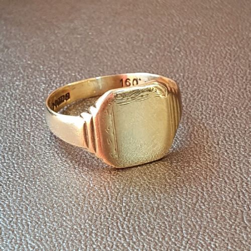 MEN'S VINTAGE GOLD SIGNET RING SIZE R VINTAGE 1959 - ADDITIONAL PHOTO 2