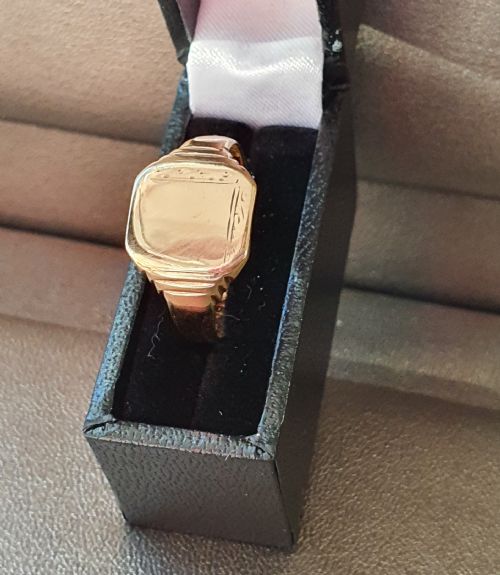 MEN'S VINTAGE GOLD SIGNET RING SIZE R VINTAGE 1959 - ADDITIONAL PHOTO 3