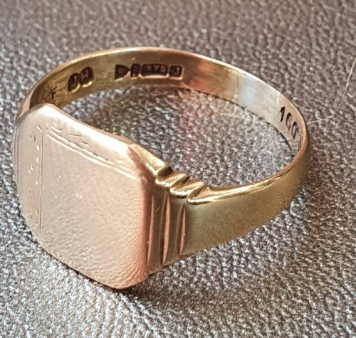 MEN'S VINTAGE GOLD SIGNET RING SIZE R VINTAGE 1959 - ADDITIONAL PHOTO 4