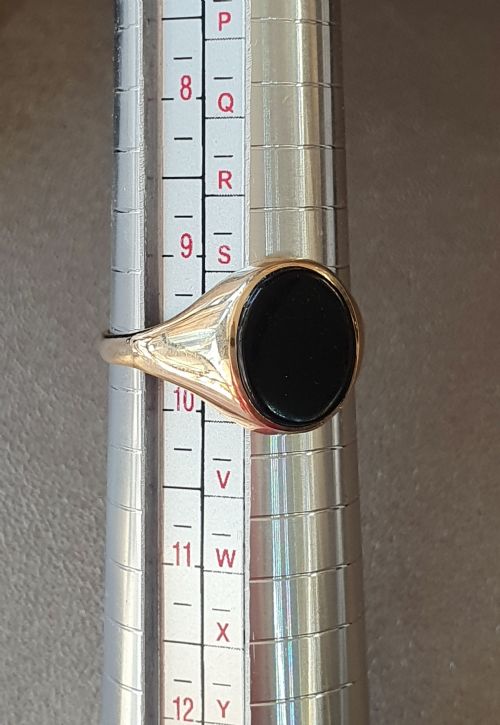 VINTAGE GOLD ONYX MEN'S SIGNET RING SIZE T - ADDITIONAL PHOTO 3