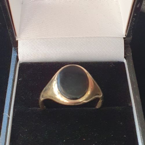 VINTAGE GOLD ONYX MEN'S SIGNET RING SIZE T - ADDITIONAL PHOTO 7