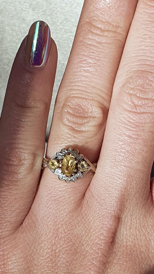 VINTAGE CITRINE DIAMOND GOLD RING SIZE M - ADDITIONAL PHOTO 3