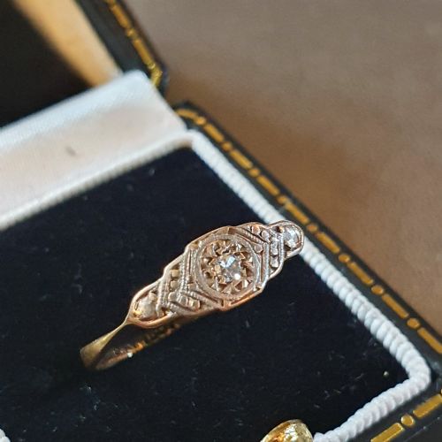 18CT GOLD PLATINUM DIAMOND ART DECO 1930S RING SIZE M - ADDITIONAL PHOTO 16