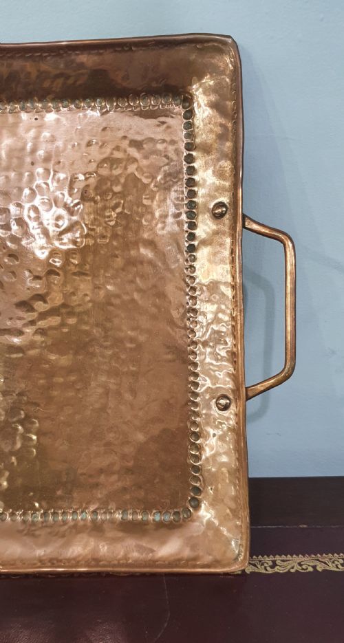 JOHN PEARSON ARTS CRAFTS NEWLYN COPPER TRAY WITH HANDLES - ADDITIONAL PHOTO 3