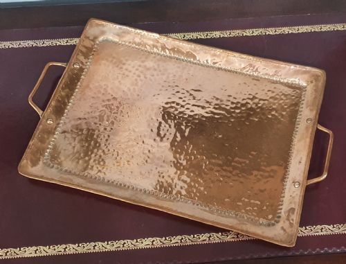 JOHN PEARSON ARTS CRAFTS NEWLYN COPPER TRAY WITH HANDLES - ADDITIONAL PHOTO 5