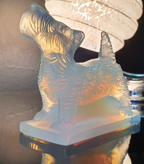 SABINO FRENCH ART DECO OPALESCENT TERRIER PAPERWEIGHT C1930 - ADDITIONAL PHOTO 1