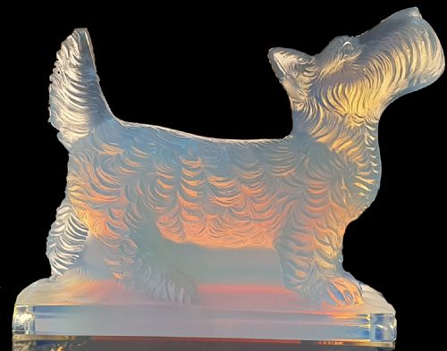 sabino french art deco opalescent terrier paperweight c1930 - CATEGORY: ANTIQUE GLASS - DATED 1930