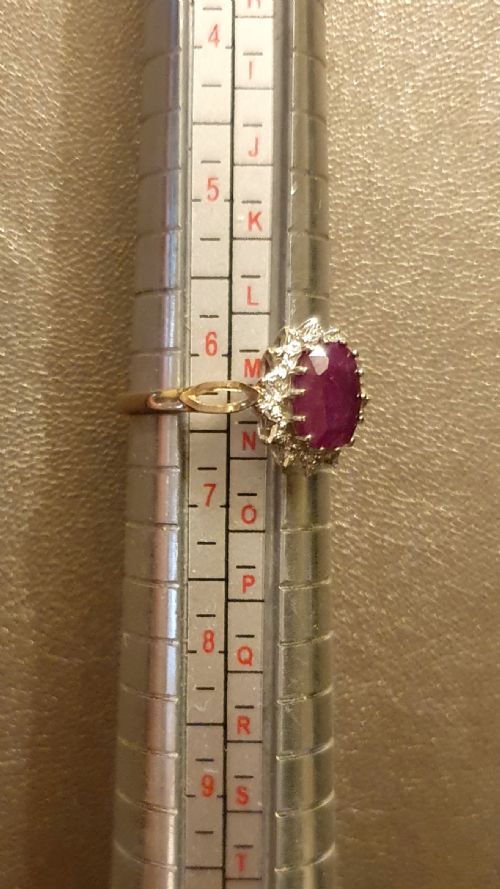 VINTAGE 1CT RUBY DIAMOND HALO RING SIZE M - ADDITIONAL PHOTO 4