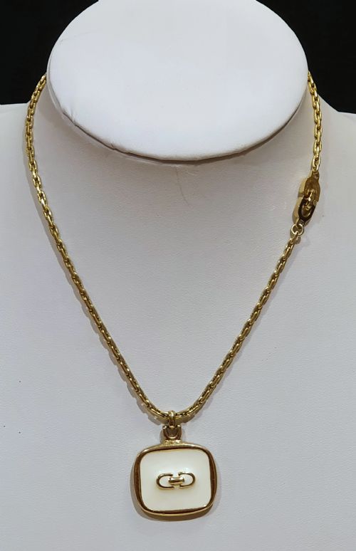 CHRISTIAN DIOR VINTAGE CD MONOGRAM ENAMEL PENDANT NECKLACE - ADDITIONAL PHOTO 5