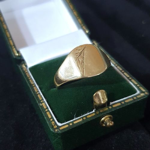 MEN'S VINTAGE 9CT GOLD SIGNET RING SIZE S T - ADDITIONAL PHOTO 1