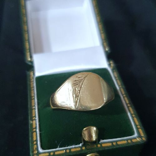 MEN'S VINTAGE 9CT GOLD SIGNET RING SIZE S T - ADDITIONAL PHOTO 2