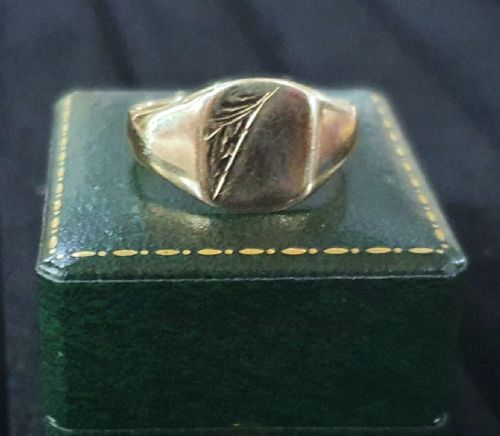 MEN'S VINTAGE 9CT GOLD SIGNET RING SIZE S T - ADDITIONAL PHOTO 3