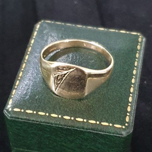 MEN'S VINTAGE 9CT GOLD SIGNET RING SIZE S T - ADDITIONAL PHOTO 4