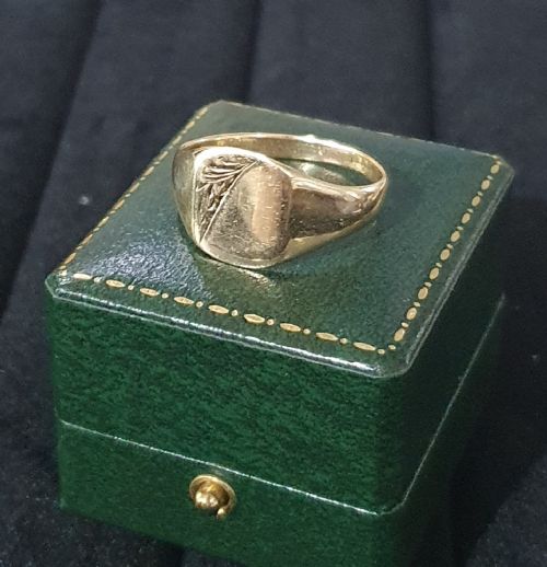 MEN'S VINTAGE 9CT GOLD SIGNET RING SIZE S T - ADDITIONAL PHOTO 7