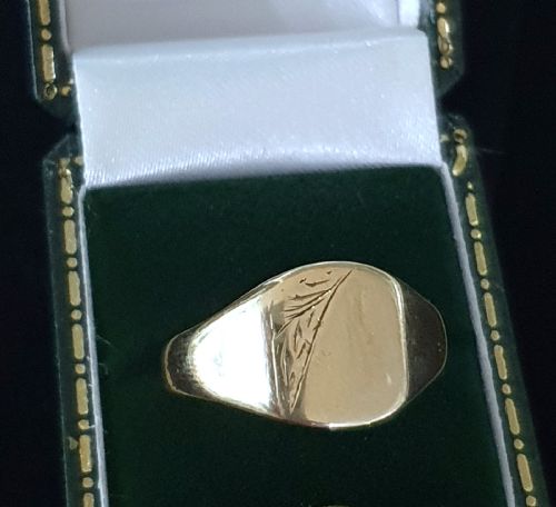 MEN'S VINTAGE 9CT GOLD SIGNET RING SIZE S T - ADDITIONAL PHOTO 9
