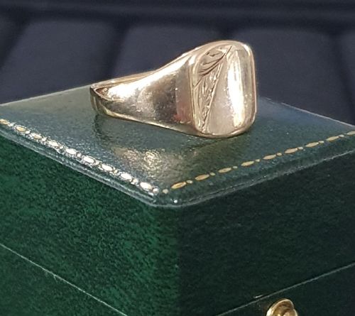 MEN'S VINTAGE 9CT GOLD SIGNET RING SIZE S T - ADDITIONAL PHOTO 13