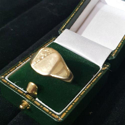 MEN'S VINTAGE 9CT GOLD SIGNET RING SIZE S T - ADDITIONAL PHOTO 14