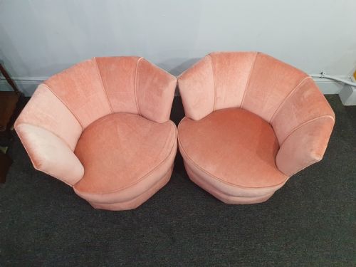 PAIR OF ART DECO PINK COCKTAIL CHAIRS C1930 - ADDITIONAL PHOTO 4