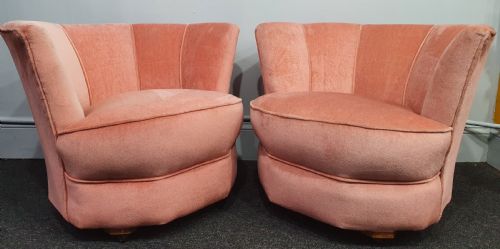 pair of art deco pink cocktail chairs c1930 - CATEGORY: ANTIQUE CHAIRS - DATED 1930