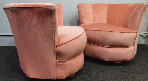 PAIR OF ART DECO PINK COCKTAIL CHAIRS C1930 - ADDITIONAL PHOTO 5