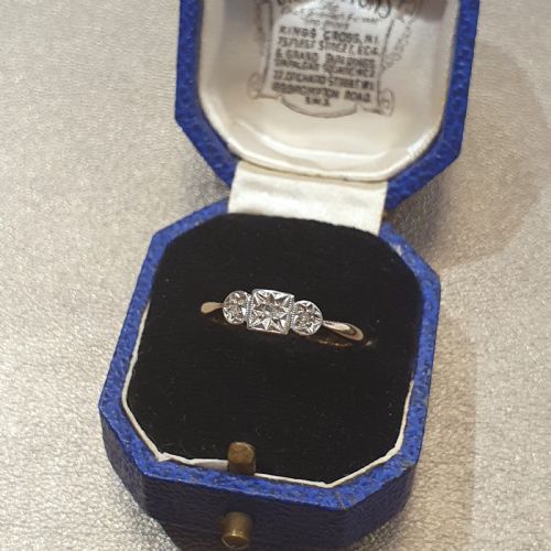 ART DECO 1920S30S GEOMETRIC PALLADIUM SET DIAMONDS 9CT GOLD RING SIZE N - ADDITIONAL PHOTO 11