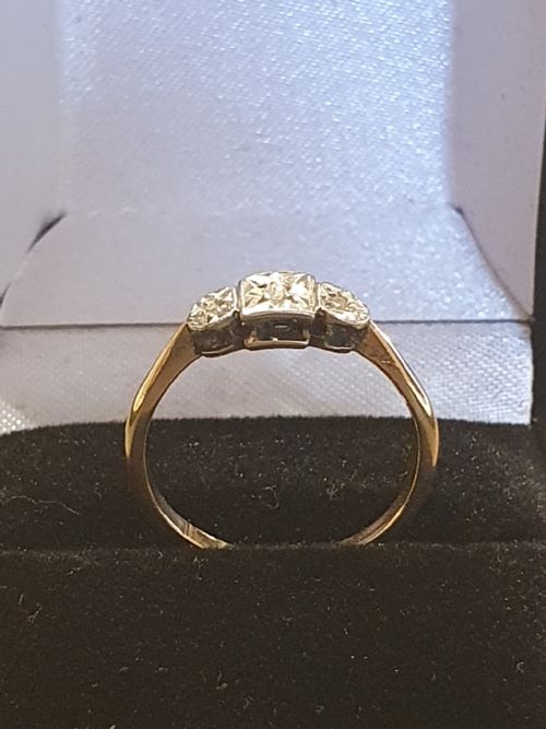 ART DECO 1920S30S GEOMETRIC PALLADIUM SET DIAMONDS 9CT GOLD RING SIZE N - ADDITIONAL PHOTO 14