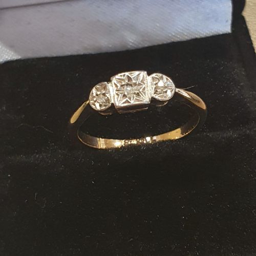 ART DECO 1920S30S GEOMETRIC PALLADIUM SET DIAMONDS 9CT GOLD RING SIZE N - ADDITIONAL PHOTO 16