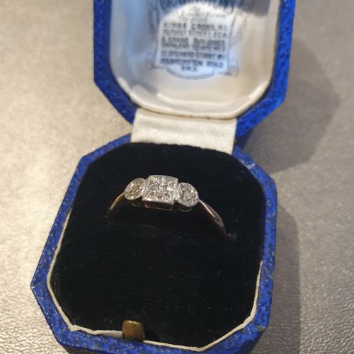 ART DECO 1920S30S GEOMETRIC PALLADIUM SET DIAMONDS 9CT GOLD RING SIZE N - ADDITIONAL PHOTO 6
