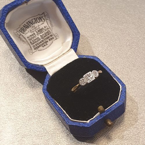ART DECO 1920S30S GEOMETRIC PALLADIUM SET DIAMONDS 9CT GOLD RING SIZE N - ADDITIONAL PHOTO 10