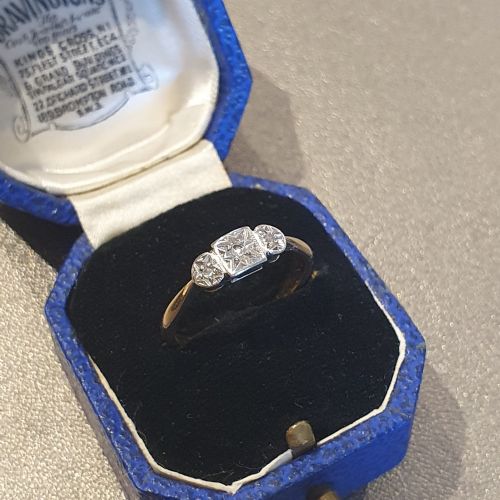 ART DECO 1920S30S GEOMETRIC PALLADIUM SET DIAMONDS 9CT GOLD RING SIZE N - ADDITIONAL PHOTO 17