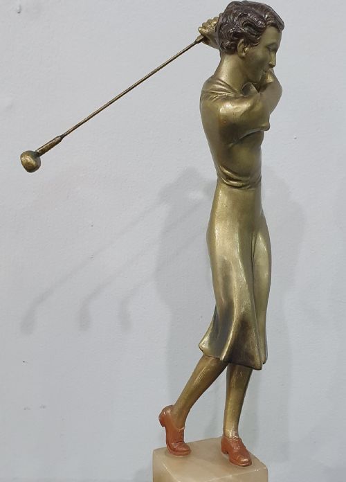 JOSEPH LORENZL ART DECO ORIGINAL CAST OF A FEMALE GOLFER C192030 - ADDITIONAL PHOTO 2