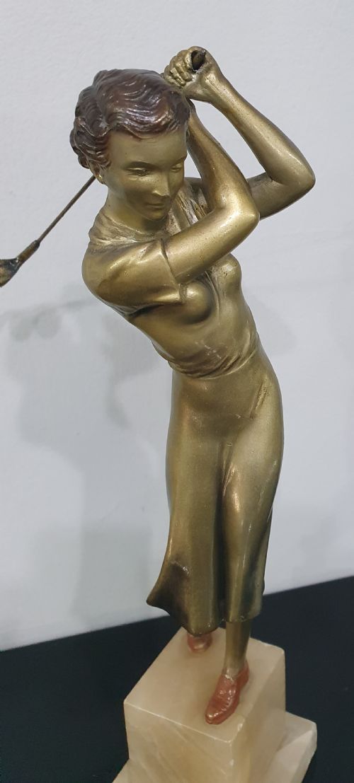 JOSEPH LORENZL ART DECO ORIGINAL CAST OF A FEMALE GOLFER C192030 - ADDITIONAL PHOTO 3