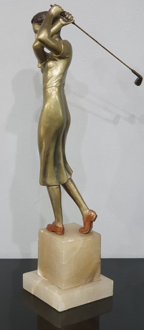 JOSEPH LORENZL ART DECO ORIGINAL CAST OF A FEMALE GOLFER C192030 - ADDITIONAL PHOTO 4