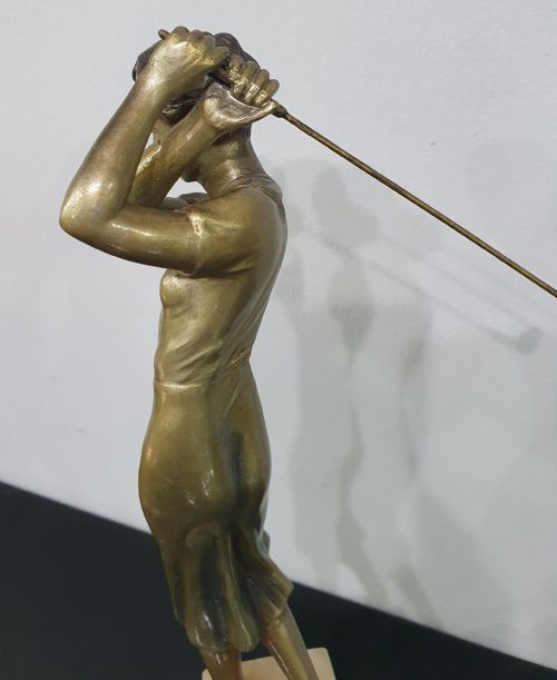 JOSEPH LORENZL ART DECO ORIGINAL CAST OF A FEMALE GOLFER C192030 - ADDITIONAL PHOTO 5