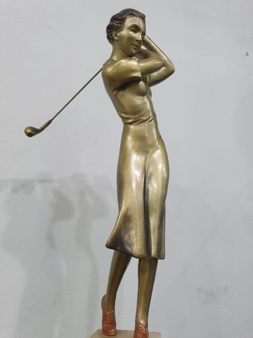 JOSEPH LORENZL ART DECO ORIGINAL CAST OF A FEMALE GOLFER C192030 - ADDITIONAL PHOTO 8