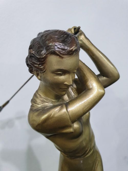 JOSEPH LORENZL ART DECO ORIGINAL CAST OF A FEMALE GOLFER C192030 - ADDITIONAL PHOTO 7