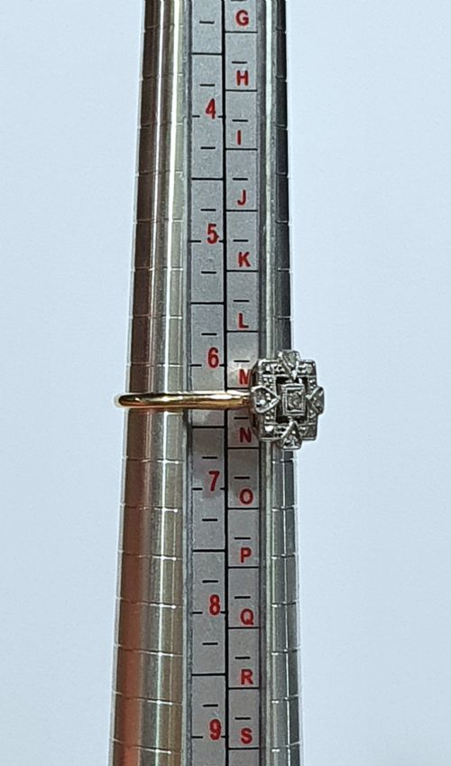 RARE ART DECO PLATINUM SET DIAMOND 9CT GOLD RING SIZE M - ADDITIONAL PHOTO 6
